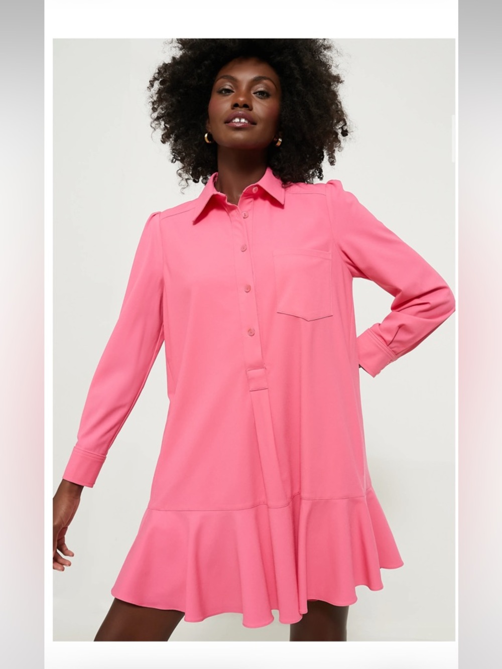 Tuckernuck Hot Pink Crepe Callahan Shirt Dress